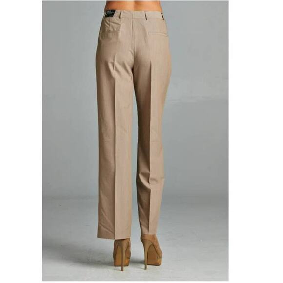 Larry Levine Front Pocket Wide Leg Khaki Trouser Pants size 6 - Picture 2 of 7